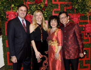 - (left to right) John Forsyte, President of the Pacific Symphony, Michele Forsyte, Event Chair Ling Zhang, and Event Chair Charlie Zhang. / Photo by Nick Koon