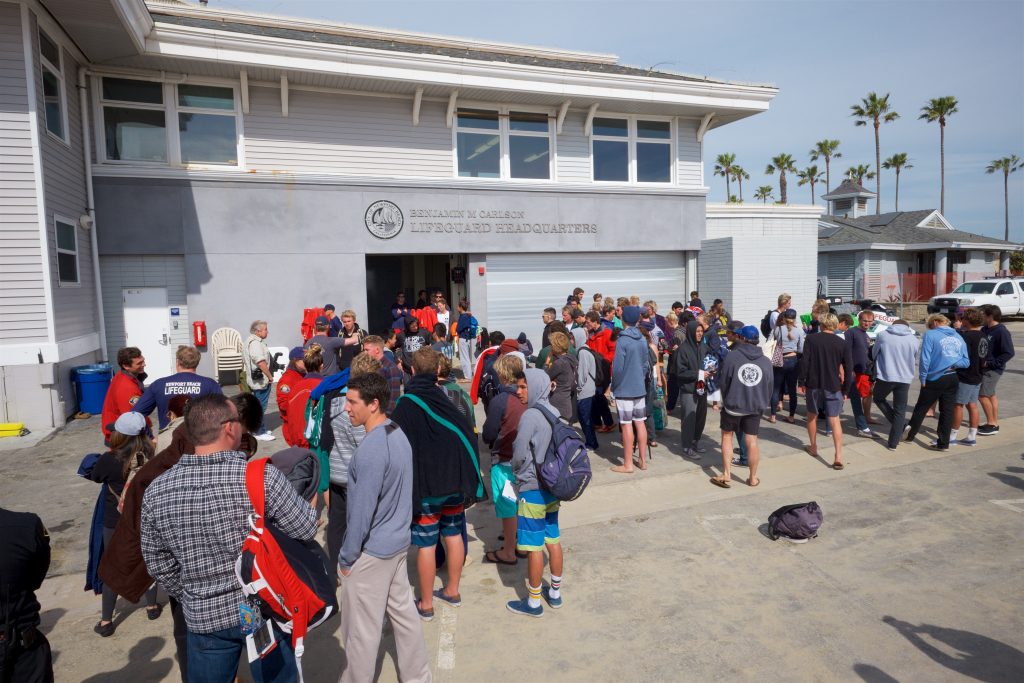 Lifeguard candidates wait to hear who the top finishers were on Saturday. — Photo by Jim Collins ©