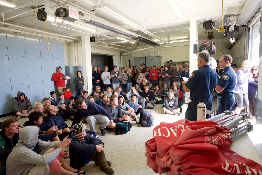 Newport Beach lifeguard candidates get briefed on the test. — Photo by Jim Collins ©