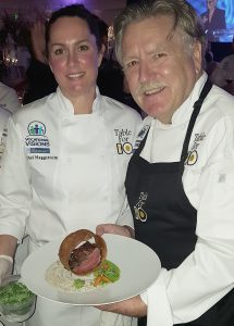 Rachel Haggstrom (Balboa Bay Resort) with Chef Pascal Hohats (Cafe Jardin at Sherman Gardens) - Photo by Chris Trela