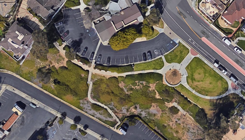 An aerial view of Ensign View Park, which the Newport Beach City Council voted on Tuesday to rename John Wayne Park, as seen from a Google satellite image.