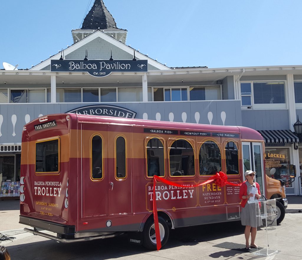 Councilmember Diane Dixon addresses the media at the Trolley ribbon cutting